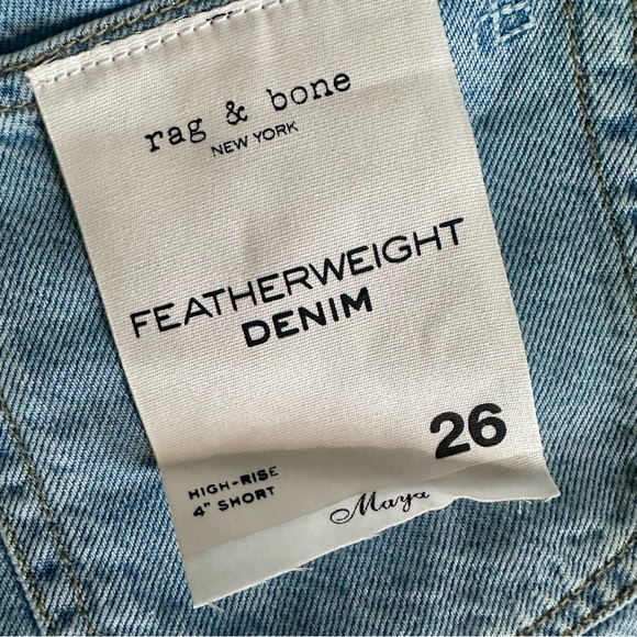 Rag & Bone NWT Featherweight Maya Blue Jean Shorts High-Waisted Size 26 - Picture 7 of 8